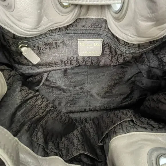 Christian Dior Cannage D Charm Gray Drawstring Shoulder Bucket Bag Handbag OS - Picture 12 of 16